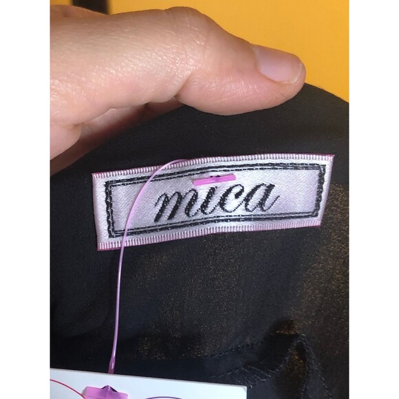 1990s-Y2K MICA Dot Print Adjustable Bust ASYMMETRICALDress W/Flutter Sleeves S-M - Picture 9 of 9